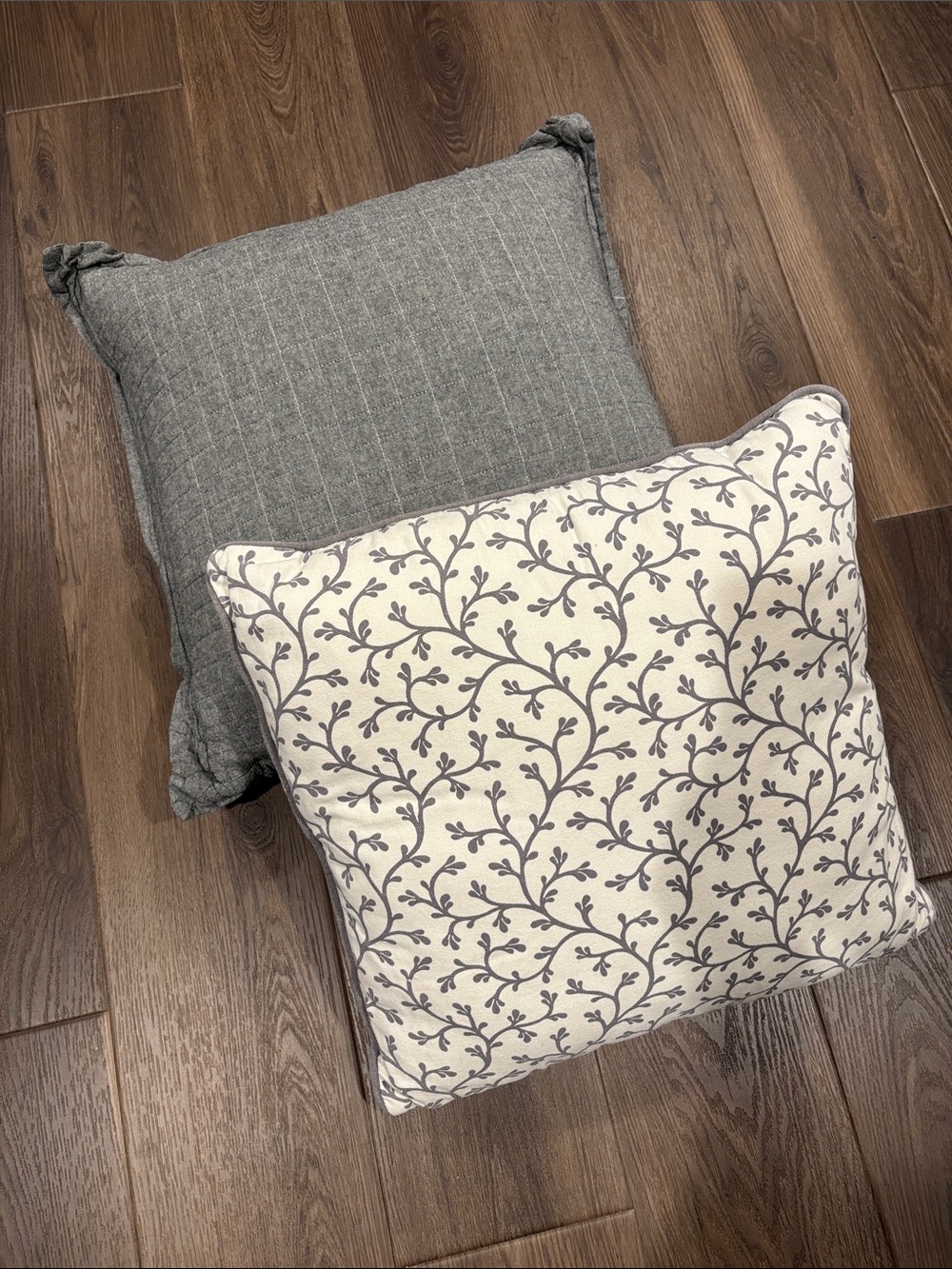 Decorative Gray Floral Toss Pillow Set